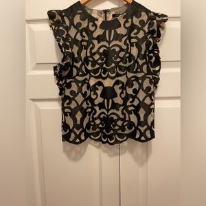 New Endless Rose black and nude blouse